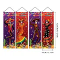 Day of the Dead porch sign banners set with colorful skeleton characters 120x40cm - Painted Dancing Skeleton Set (4-Piece 3) / 4 Pieces/Pack