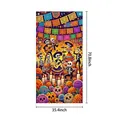 Vibrant Mexican Dia de los Muertos party banner, 180x90cm skeleton festive decoration - Cartoon Skeleton Band in Marigold Backdrop (Door Cover 3) / Colorful