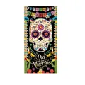 Day of the Dead decorative banner with floral skull and cacti on black background - Colorful Sugar Skull And Cactus (Style 16) / 100D Polyester