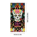 Vibrant Day of the Dead sugar skull banner for Mexican party backdrop decoration, 180x90cm - Colorful Sugar Skull With Rose In Mouth (Style 22) / 100D Polyester