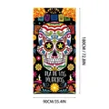 Large Day of the Dead Mexican party backdrop banner with colorful sugar skull pattern - Sugar Skull And Festive Altar Elements (Style 23) / 100D Polyester
