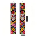 Dia de los Muertos door banners with sugar skull and floral pattern for Mexican party - Sunflower Rose Sugar Skull (Style 29) / 2 Pieces/Pack (100D) / Colorful