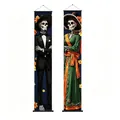 Mexican Day of the Dead porch banners with skeleton couple design, 180x30cm hanging decor - Formal Mexican Skeleton Character (Style 31) / 2 Pieces/Pack (100D) / Colorful