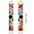 Day of the Dead banners with colorful sugar skull and floral pattern 180x30cm - Folk Art Sugar Skull (Style 24) / 2 Pieces/Pack (100D) / Colorful