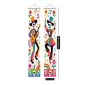 Set of Mexican Day of the Dead banners featuring colorful skeletons and festive patterns - 吉他与共舞骷髅款式(对联16) / 100D (ai-2件/包) / Colorful