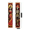 Day of the Dead skeleton porch sign banners with dimensions 180x30cm - 盛装骷髅乐手款式(对联17) / 100D (ai-2件/包) / Colorful