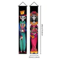 Day of the Dead couplet banners with colorful male and female skeleton designs 180x30cm - 经典骷髅夫妇款式(对联11) / 100D (ai-2件/包) / Colorful