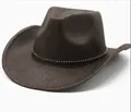Classico cappello da cowboy western in pelle scamosciata marrone con fascia borchiata - M (56-58cm) / Stile Fibbia in Pelle Borchiata Marrone Scuro (34) / Marrone Scuro