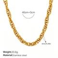 Golden woven chain necklace made of durable stainless steel for unisex streetwear fashion - XL76 Gold Necklace
