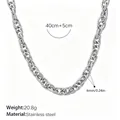 Durable woven interlocking stainless steel chain necklace, 6mm width, silver finish - XL76 Silver Necklace