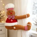 Plush Gingerbread Man curtain tieback buckle for festive Christmas window decorations - Male Gingerbread Man Style (J-JY110)