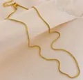 Elegant 18K gold-plated copper box chain necklace with a minimalist French design - Golden Box Chain / Pendant Only (Without Chain) / Gold