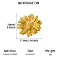 Broche tournesol en acier inoxydable doré avec des détails de taille et de poids - XZ398 / Or