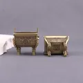 Mini bruciatore di incenso in bronzo quadrato con design Ding a treppiede vintage e finitura - Calderone In Miniatura