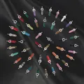 Colorful hexagonal crystal point bullet pendants arranged in a circle on black silk - Stone Approx 8x32mm / Random Color Scheme Single (white K)