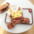 Salopette mignonne pour chien avec motif girafe en velours côtelé marron pour chat - Salopette Girafe