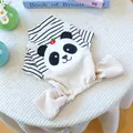 Haut rayé pour animaux avec salopette panda crème pour petits chiens - Salopette Panda Fleurie