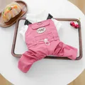 Mignon ensemble salopette rose pour chien avec chemise à col montant blanche - Salopette Rose Corail