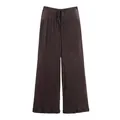 Sparkling dark coffee metallic wide-leg trousers with adjustable drawstring waist - Bottoms