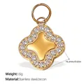18K gold plated stainless steel clover pendant with zircon inlay, 16.2mm diameter - Zirconia Edge Clover (PJ398WEG)