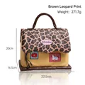Sac de rangement en forme de maison avec toit léopard et accents de poney mignon - Sac de Rangement Maison en Cuir PU / Léopard Jaune