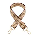 Correa bordada ajustable de 3,8 cm de ancho con patrón jacquard étnico - Cierre de Plata / Caqui 2