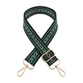 Correa bordada ajustable de 3,8 cm con patrón jacquard y piezas de metal dorado - Cierre de Plata / Verde