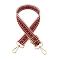 Ρυθμιζόμενος ιμάντας τσάντας jacquard 3,8 cm με κόκκινο και μαύρο κέντημα - Μπλε Και Κόκκινο 2 / Ασημένιο Κούμπωμα