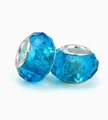 Gefacetteerde blauwe faux kattenoog steen kraal met S925 zilveren kern voor DIY sieraden - 013
