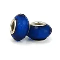 Gefacetteerde donkerblauwe kattenoog-bedels met zilveren kern voor DIY-sieraden maken - 024