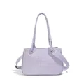 Elegant lavender woven leather shoulder bag with matching braided handles and strap - Purple