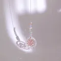 Elegant pink crystal flower suncatcher pendant, rainbow maker for indoor garden decoration - Pink / 42cm