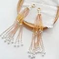Elegant handmade champagne gradient crystal beaded tassel pendant for DIY jewelry accessories - Crystal Seed Bead Style / 33# Flowing Gold Amber