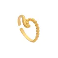 Elegante goudkleurige roestvrijstalen golfring met kralendetails voor dames - ZJ7431-Goud Golfpunt Textuur