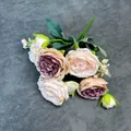 Artificial 5-head peony bouquet in mixed pink and purple for home wedding decor - Two-tone Bean Paste Pink