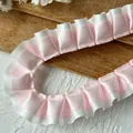 Cinta de raso plisada de doble capa rosa y blanca para accesorios de pelo DIY hechos a mano - Color Sólido Blanco Rosado Claro De Alta Densidad 1 Metro De Largo Aproximadamente 25 Cm De Ancho.