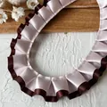 Elegante cinta de raso plisada de doble capa en rosa y marrón para manualidades y costura DIY - Polvo Cifrado De Color Sólido De 1 Metro De Largo Y 25 Cm De Ancho.