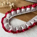 Cinta plisada de doble capa roja y blanca con lunares para accesorios de cabello DIY creativos - Estampado De Lunares Rojos Y Blancos De 1 Metro De Largo Y 25 Cm De Ancho.