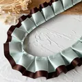 Cinta de encaje plisada de doble capa en verde menta y marrón para manualidades DIY - Color Liso Fino Y Delicado De 1 Metro De Largo Y 25 Cm De Ancho.