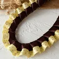Cinta plisada de doble capa con lunares marrón y crema para accesorios de pelo hechos a mano - Chocolate Con Sabor A Café Encriptado De 1 Metro De Largo Y 25 Cm De Ancho.
