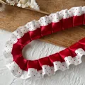 Cinta de raso plisada de doble capa con lunares rojos y blancos para manualidades y decoración - Diseño Encriptado De Lunares Rojos De 1 Metro De Largo Y 25 Cm De Ancho.