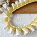 Cinta fruncida de lunares amarillos para accesorios de pelo DIY y decoración. - Diseño Cifrado De Lunares Amarillos De 1 Metro De Largo Y 25 Cm De Ancho.