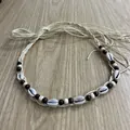 Accessoire de ceinture en chanvre tressé main avec cauris naturels et perles - 56-58cm / Chapeau tressé bohème à coquillages et perles (AB338)