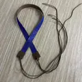 Accessoire de ceinture en strass bleus fait à la main avec des cordons en cuir marron rétro - 56-58cm / Style en Corde de Cuir Orné de Strass Bleus (AB333) / Bleu foncé