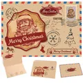 Vintage kraft Christmas greeting card and envelope set featuring classic Santa Claus design - Stamped Santa