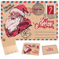 Retro kraft paper Christmas greeting card set featuring Santa Claus illustration and envelope - 24 Santa Claus