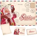 Vintage Santa Claus Christmas greeting card set with matching decorative envelope - Season's Greetings Theme