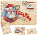 Vintage kraft Christmas card set with cute Santa illustration and matching envelope - Round Santa Claus