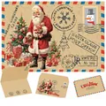 Vintage Kraft Christmas card with Santa Claus and post office theme - Santa with Children
