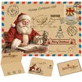 Vintage Kraft Christmas card set featuring Santa Claus design with festive stamps and envelopes - Writing Santa Claus
